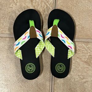 Kids mustaches flip flops